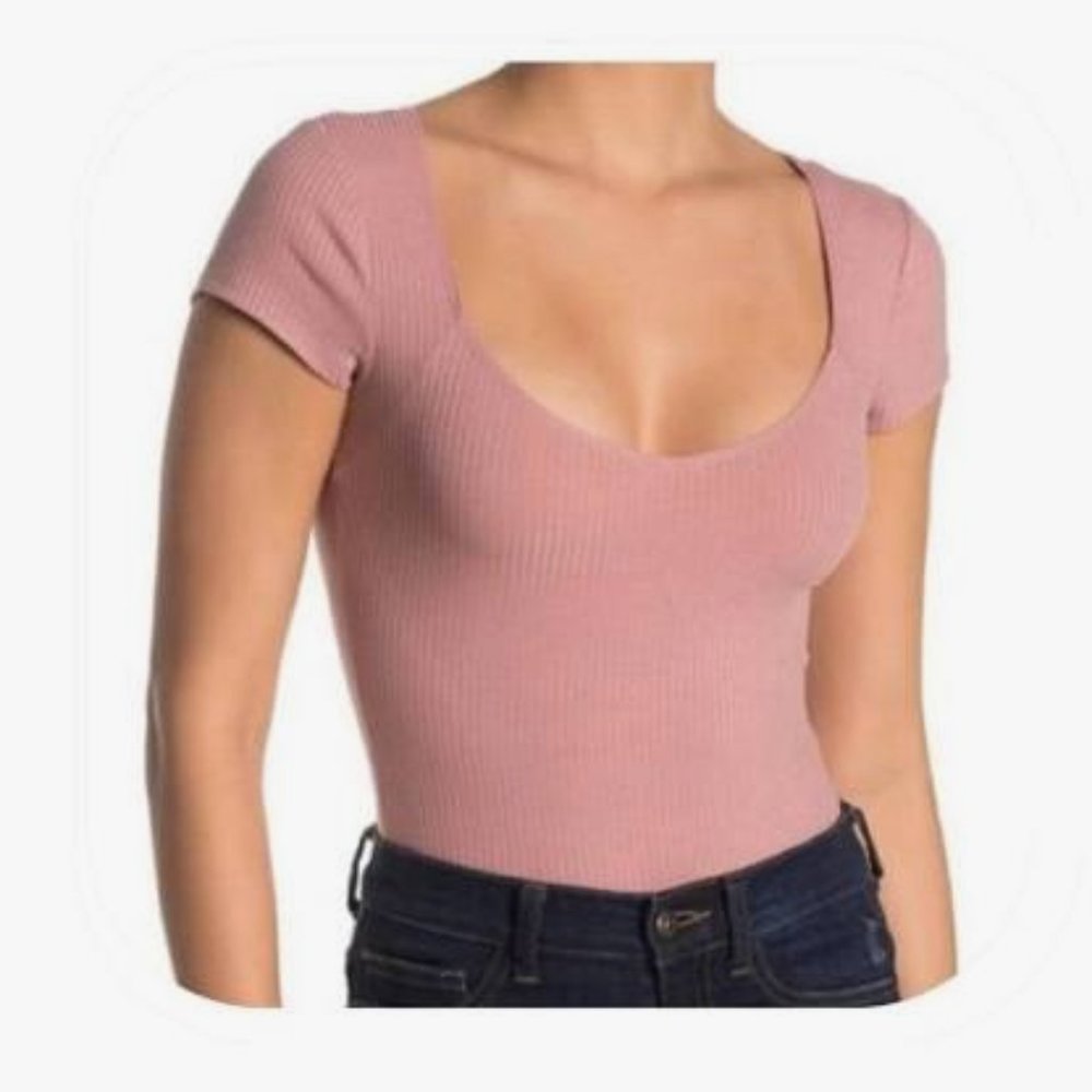 ELODIE Blush Sweetheart Ribbed Bodysuit